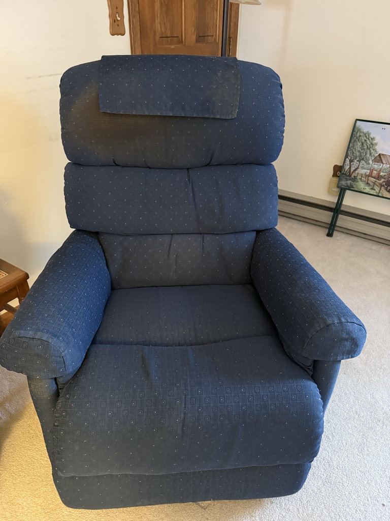 Blue fabric reclining chair - image 1 of 5
