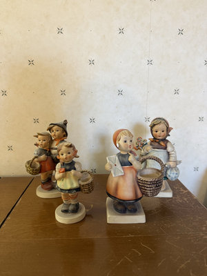 Hummel figurine set: Meditation, Sister, Surprise, and Weary Wanderer - Image 1 of 11