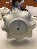 Two-tier ruffled-edge white compote on metal stand - thumbnail 2 of 3