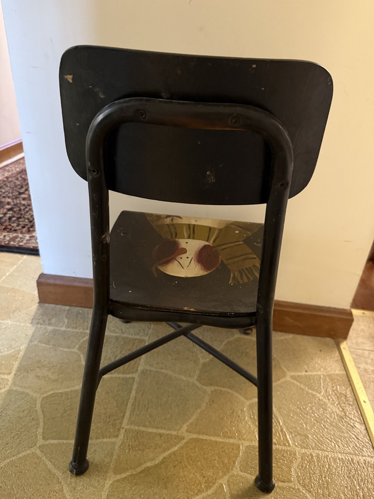 Black painted wooden chair with snowman design - image 3 of 4