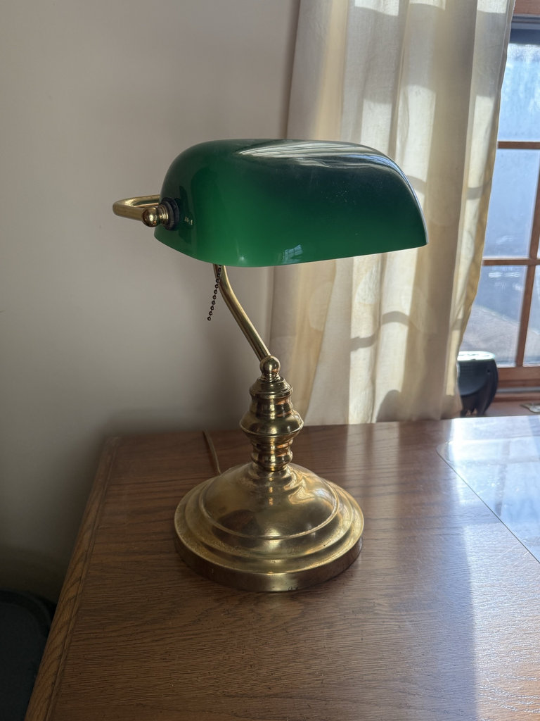 Two vintage banker’s lamps with green glass shades - image 2 of 6