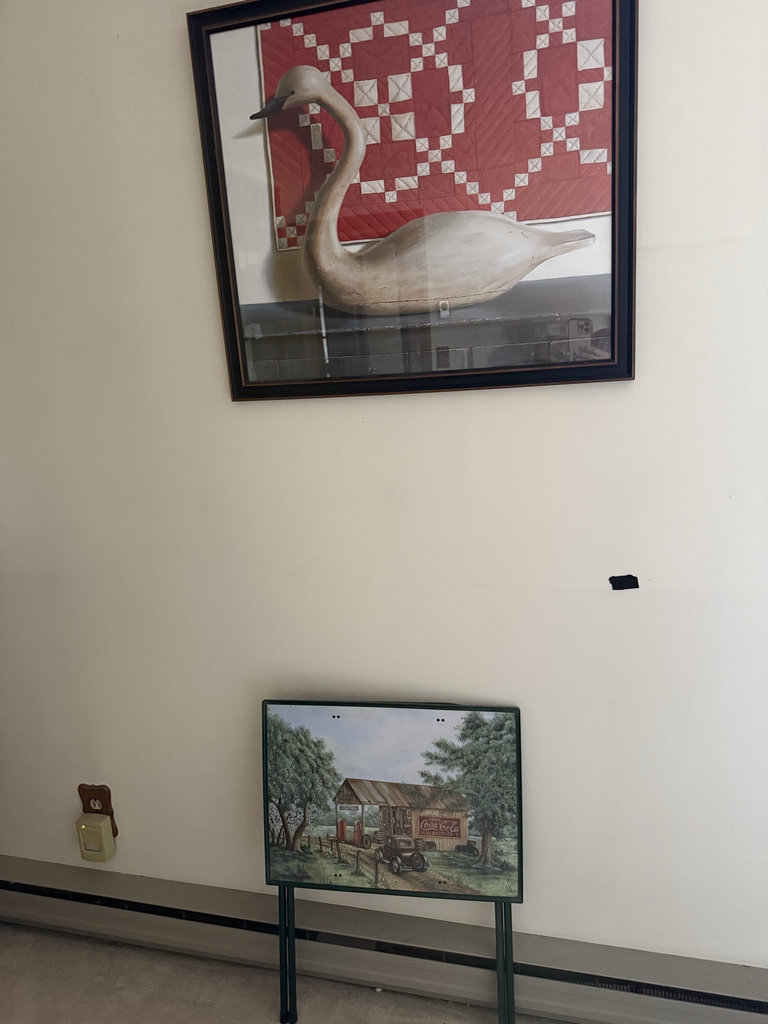 Framed Swan Artwork and Coca-Cola Truck Scene Painting - image 1 of 6