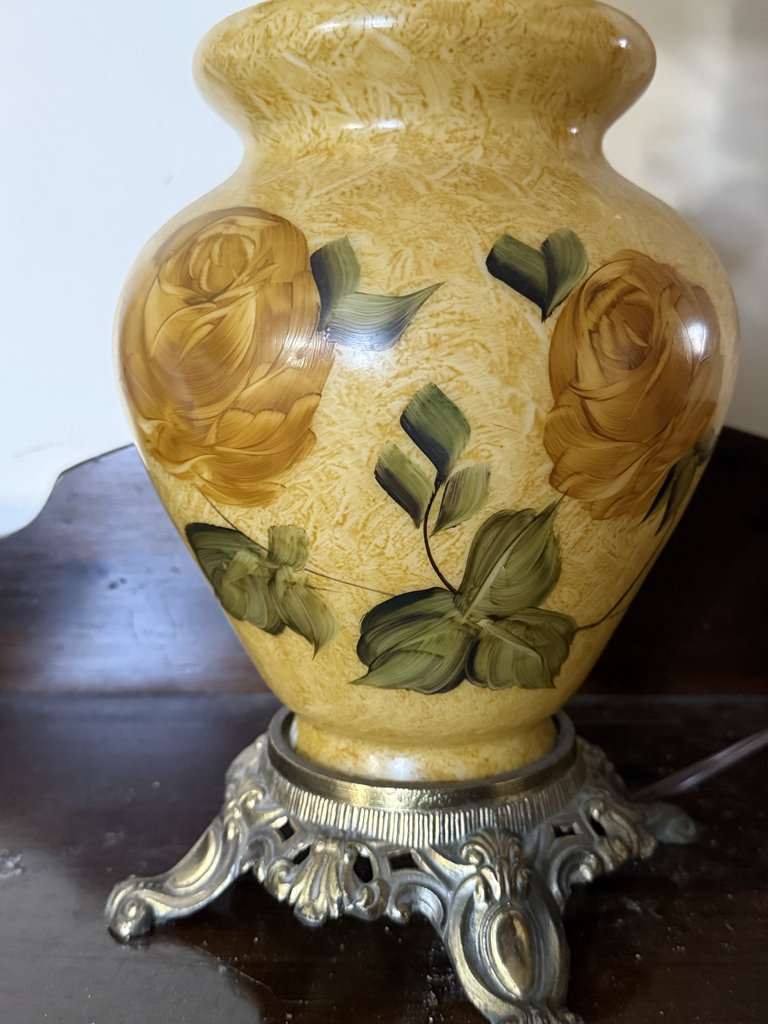 Vintage Double Floral Ceramic Table Lamp - image 5 of 7