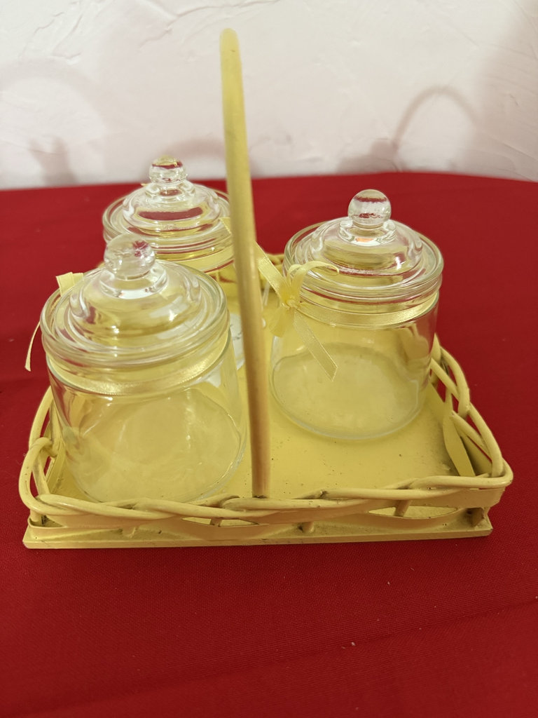 Avon Springtime Bunny Candle Holder with Floral Basket and Jar Set - image 6 of 8