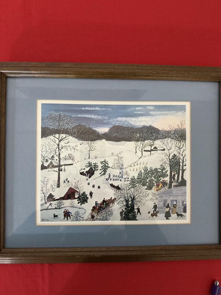 Framed winter village scene and bird-and-flower print - image 5 of 9