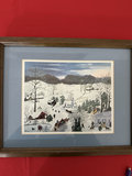 Framed winter village scene and bird-and-flower print - thumbnail 5 of 9