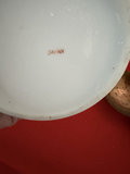 Floral ceramic oil lamp with pink chimney and two long-handled metal kitchen utensils - thumbnail 3 of 6