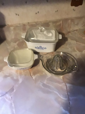 CorningWare Blue Cornflower casserole dish with lid, petite pan, and citrus juicer - Image 1 of 3