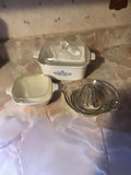 CorningWare Blue Cornflower casserole dish with lid, petite pan, and citrus juicer - thumbnail 1 of 3