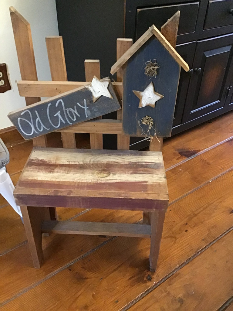 Small Folk Art Bench with Old Glory Sign - image 1 of 3
