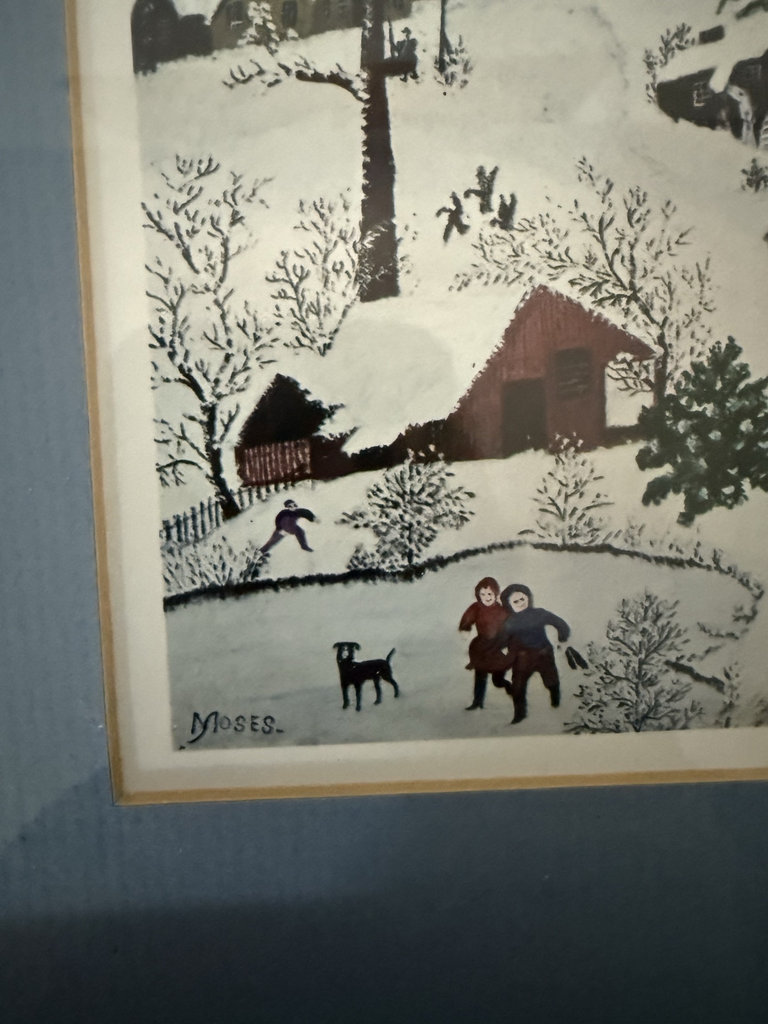 Framed winter village scene and bird-and-flower print - image 7 of 9
