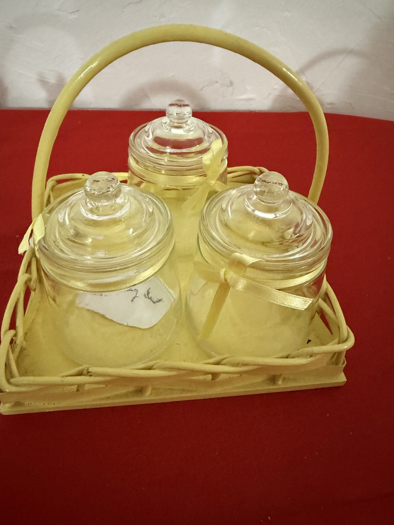 Avon Springtime Bunny Candle Holder with Floral Basket and Jar Set - image 5 of 8