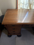 Oak desk with pedestal drawers and swivel chair - thumbnail 2 of 11