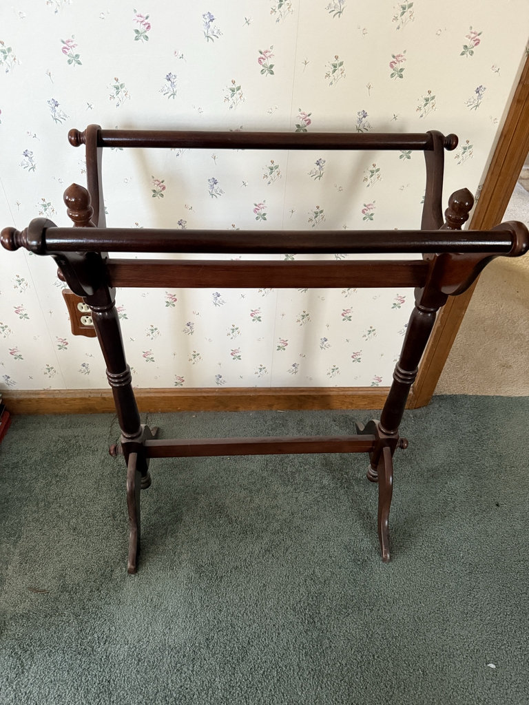 Wooden blanket rack with velvet quilts - image 1 of 6