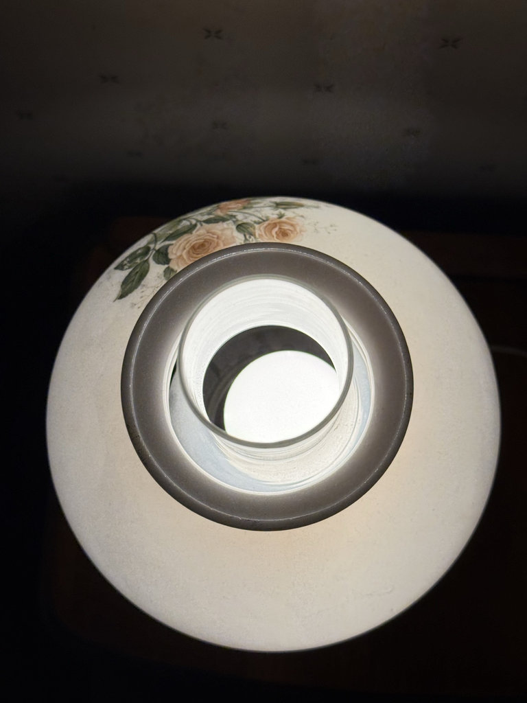 Vintage Hurricane Lamp with Pink Rose Motif - image 6 of 8