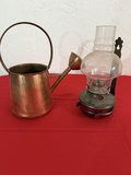 Vintage copper pot and oil lamp - thumbnail 1 of 9