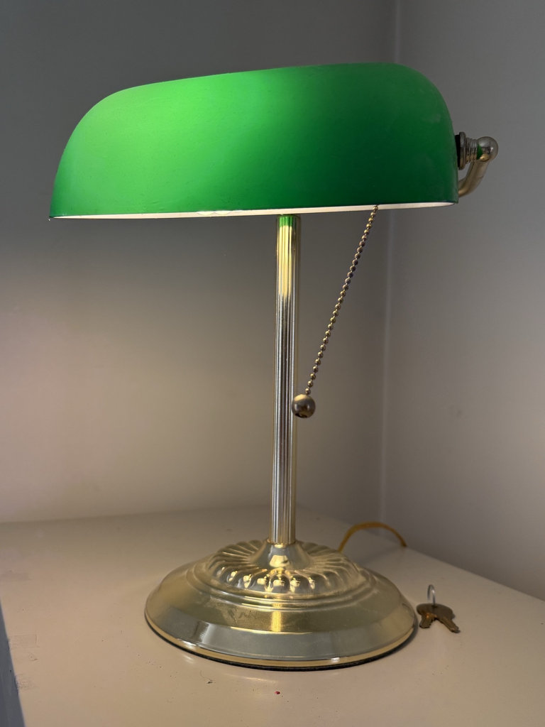 Two vintage banker’s lamps with green glass shades - image 4 of 6