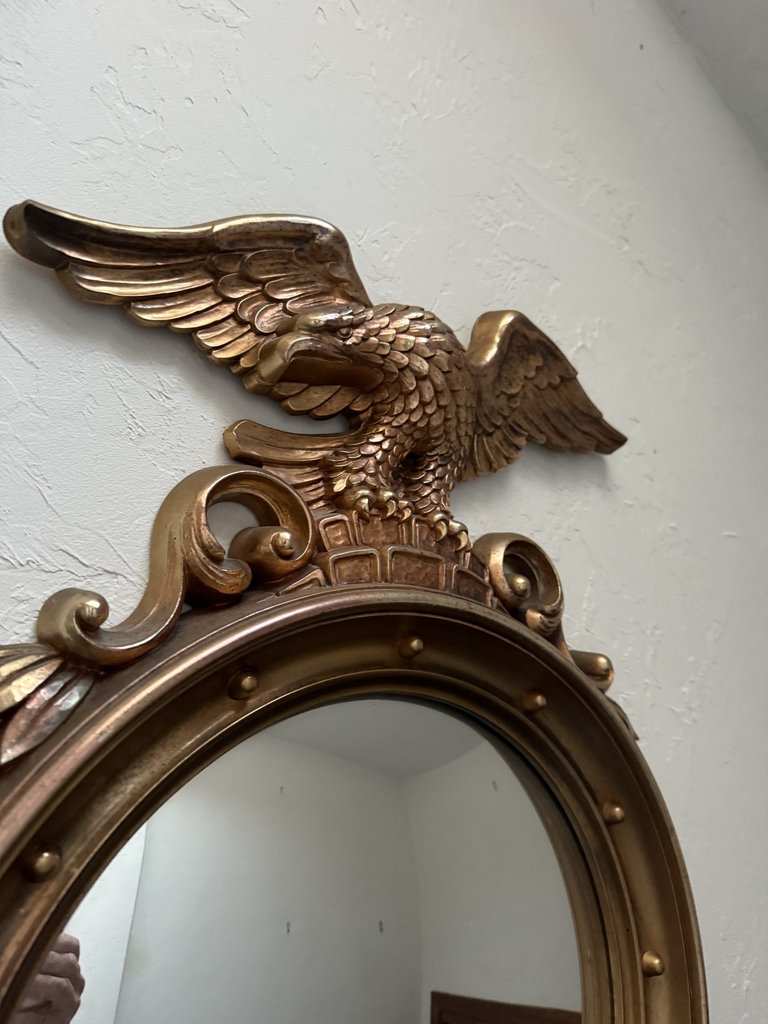 Ornate eagle-topped oval wall mirror - image 2 of 5