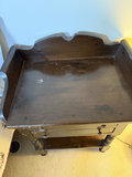 Dark wood end table with two drawers and lower shelf - thumbnail 2 of 6
