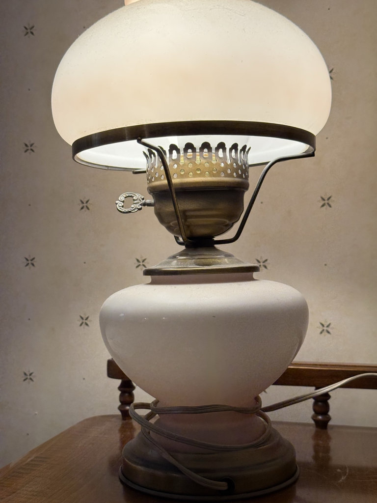 Vintage Hurricane Lamp with Pink Rose Motif - image 5 of 8