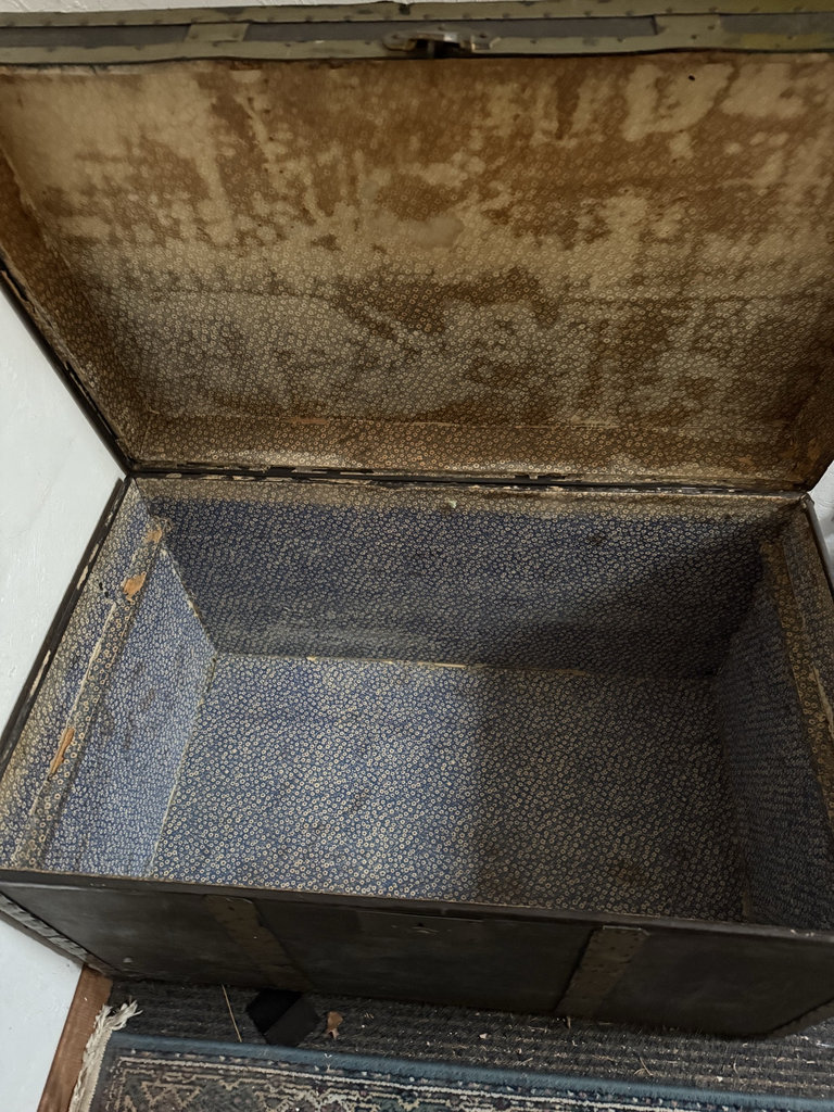 Antique steamer trunk with brass hardware - image 3 of 5