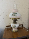 Vintage Hurricane Lamp with Pink Rose Motif - thumbnail 2 of 8