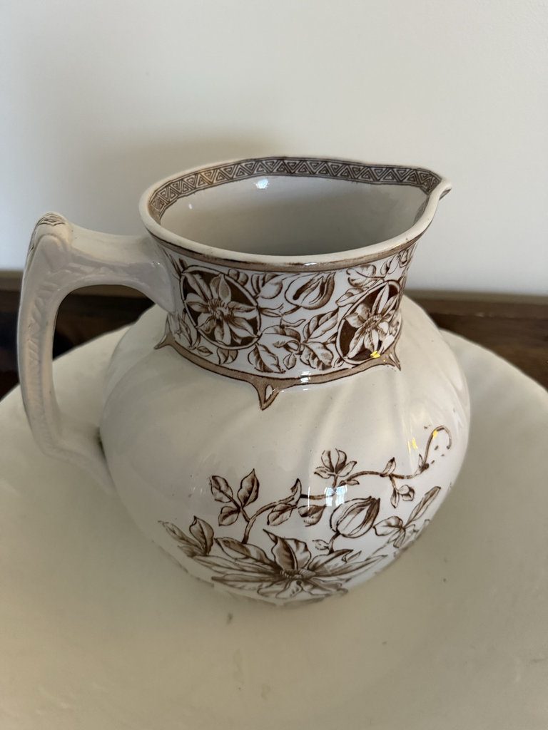 English Clematis pitcher with matching bowl - image 2 of 8