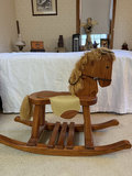 Wooden rocking horse with fur mane and saddle - thumbnail 3 of 7