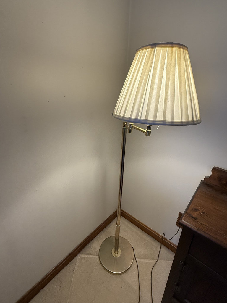 Brass floor lamp with white pleated shade - image 2 of 6