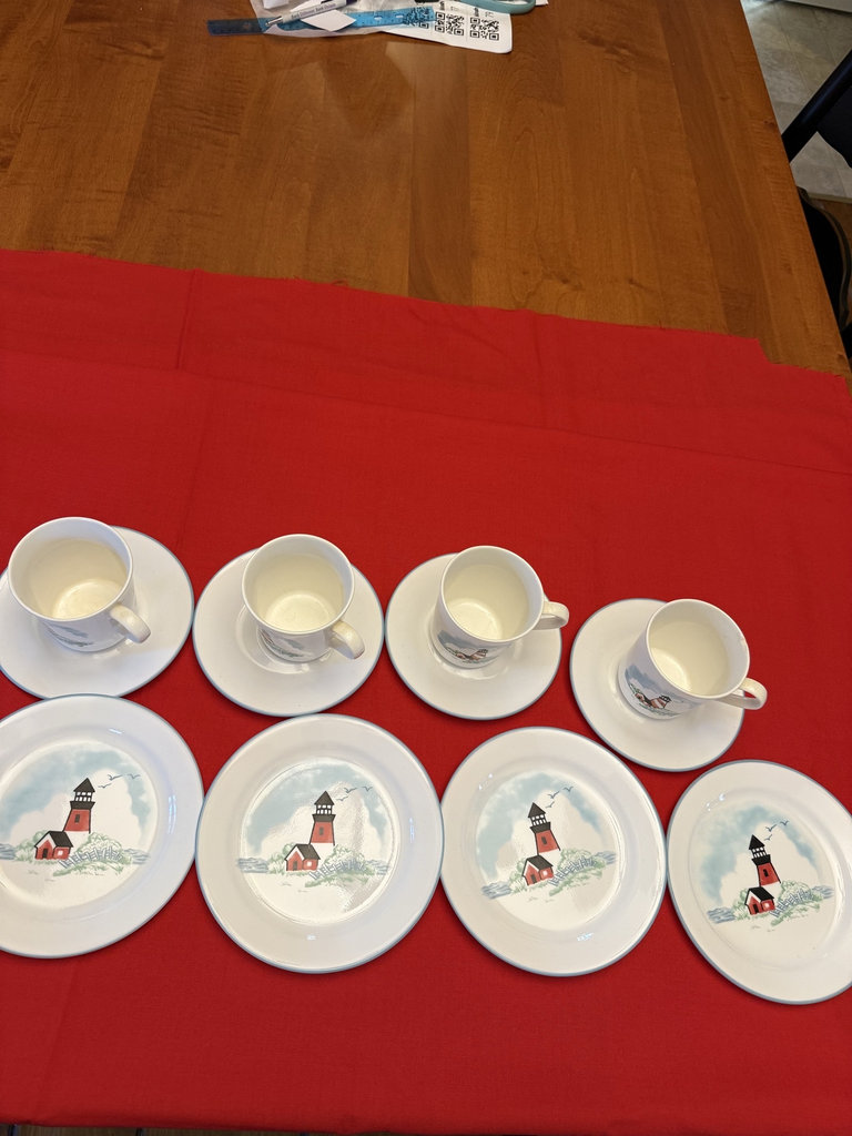 Corelle Lighthouse Pattern Cups, Saucers, and Plates (4 each) - image 1 of 7