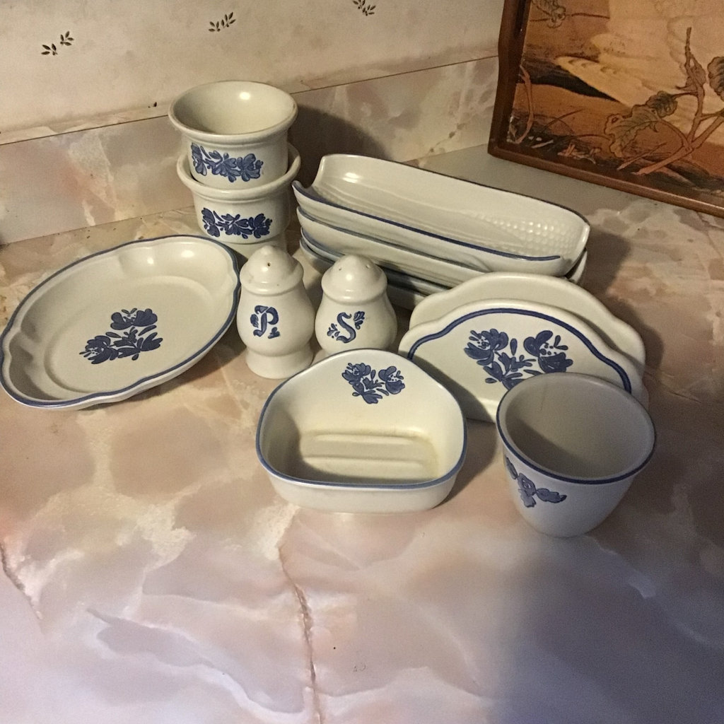 Blue and White Ceramic Dinnerware Set with Shakers - image 1 of 3