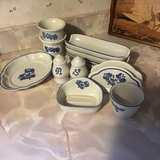 Blue and White Ceramic Dinnerware Set with Shakers - thumbnail 1 of 3