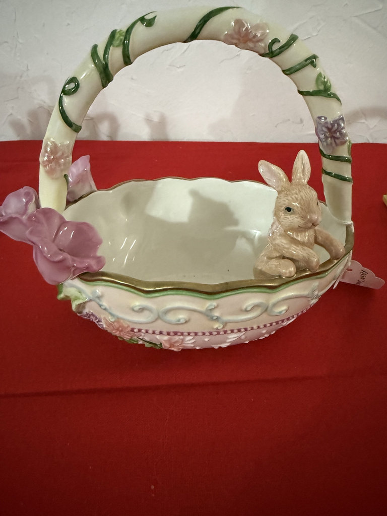 Avon Springtime Bunny Candle Holder with Floral Basket and Jar Set - image 3 of 8