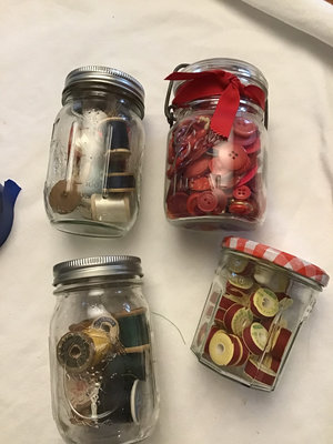Four jars of sewing and craft supplies - Image 1 of 3