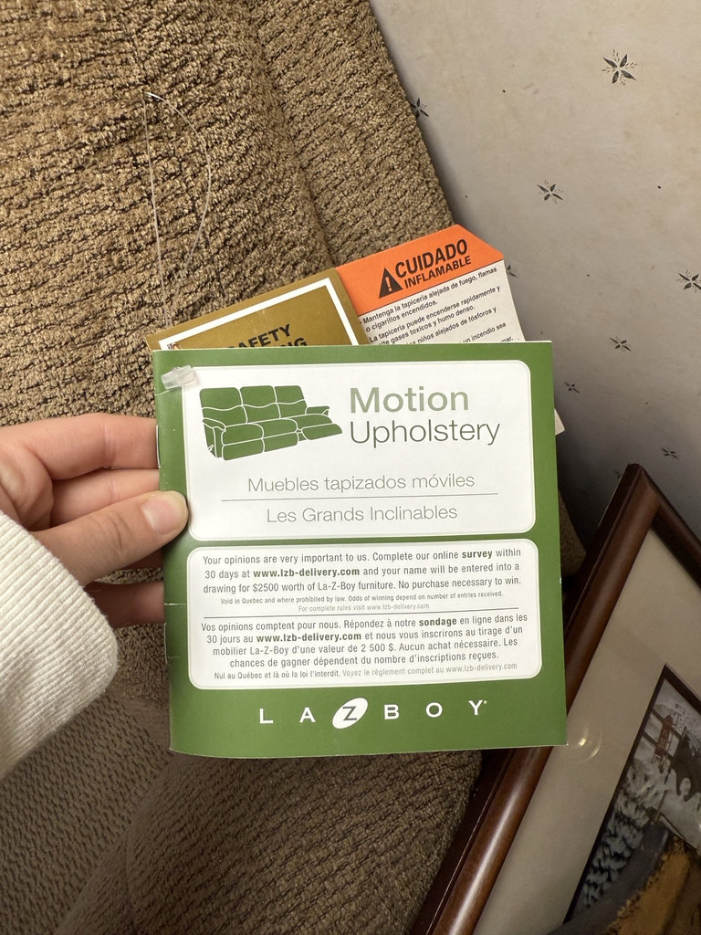 La-Z-Boy motion upholstery sofa with shelf and accessories - image 5 of 8