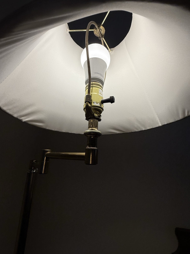 Brass floor lamp with white pleated shade - image 3 of 6