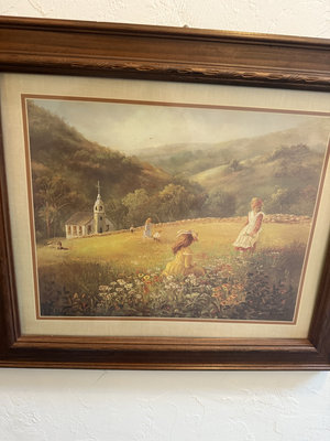 Framed artwork with handwritten note and labeled tag - Image 1 of 6