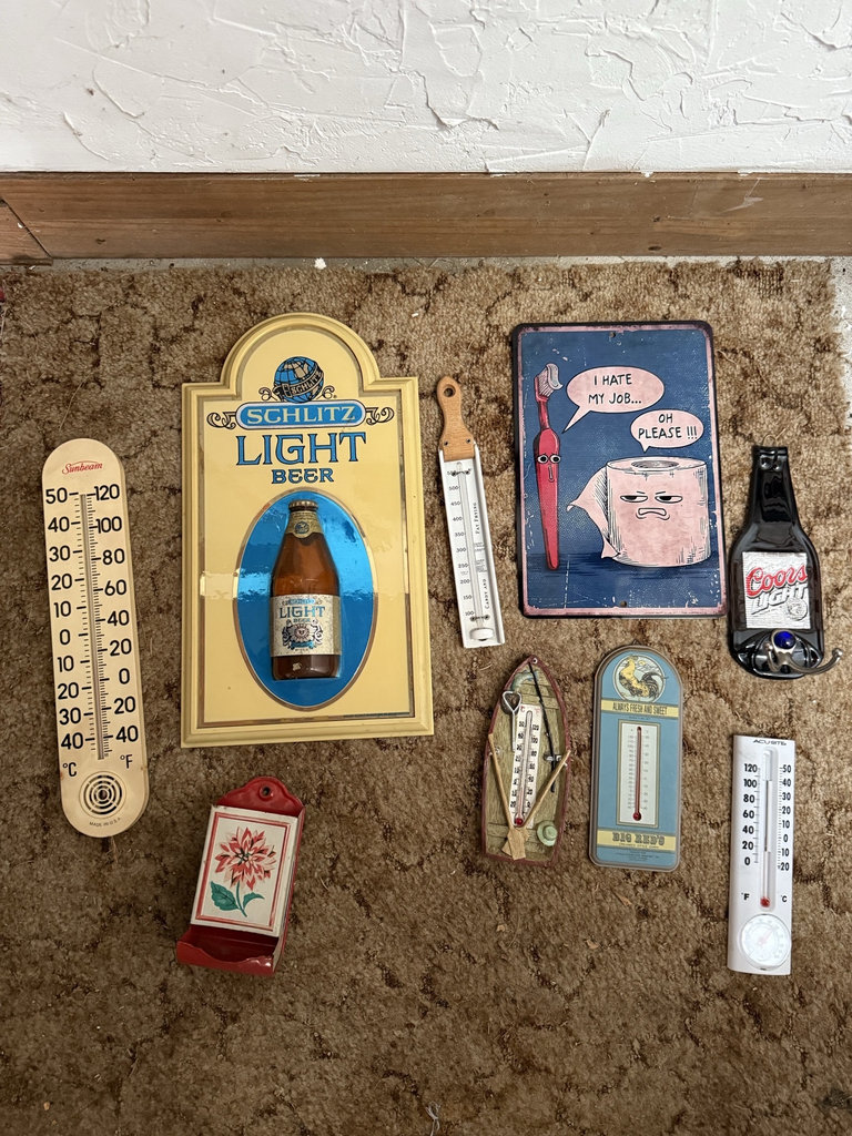 Collection of vintage advertising signs and thermometers - image 2 of 7