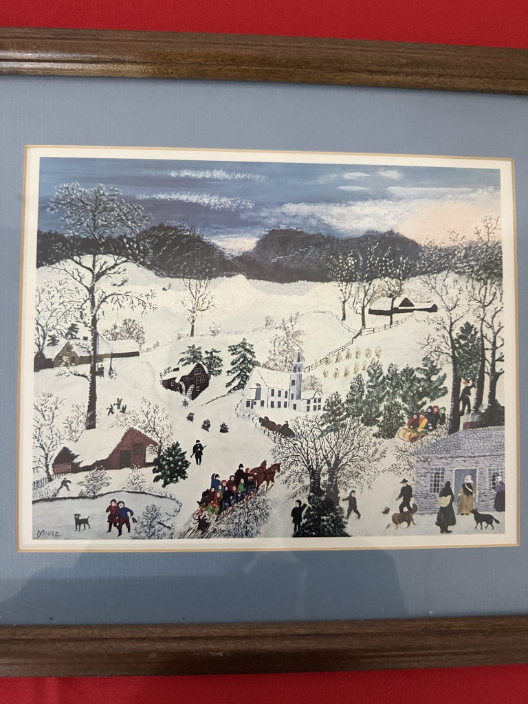 Framed winter village scene and bird-and-flower print - image 6 of 9