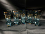 Set of 5 vintage blue glass cordials - thumbnail 1 of 4