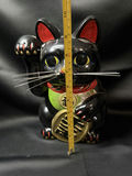 traditional Japanese Tokoname Ware Black Maneki-Neko (lucky cat) figurine/bank - thumbnail 7 of 7
