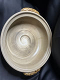 Vintage stoneware serving bowl with a metal lid - thumbnail 3 of 5