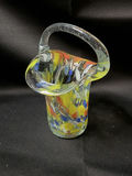 vintage 1950s hand-blown art glass posy basket - thumbnail 1 of 5