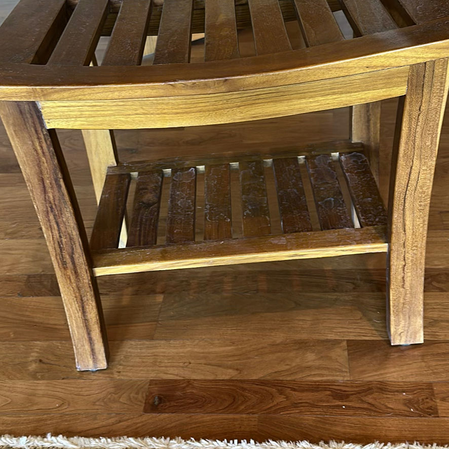 Wooden Slatted Side Table with Lower Shelf - image 3 of 4