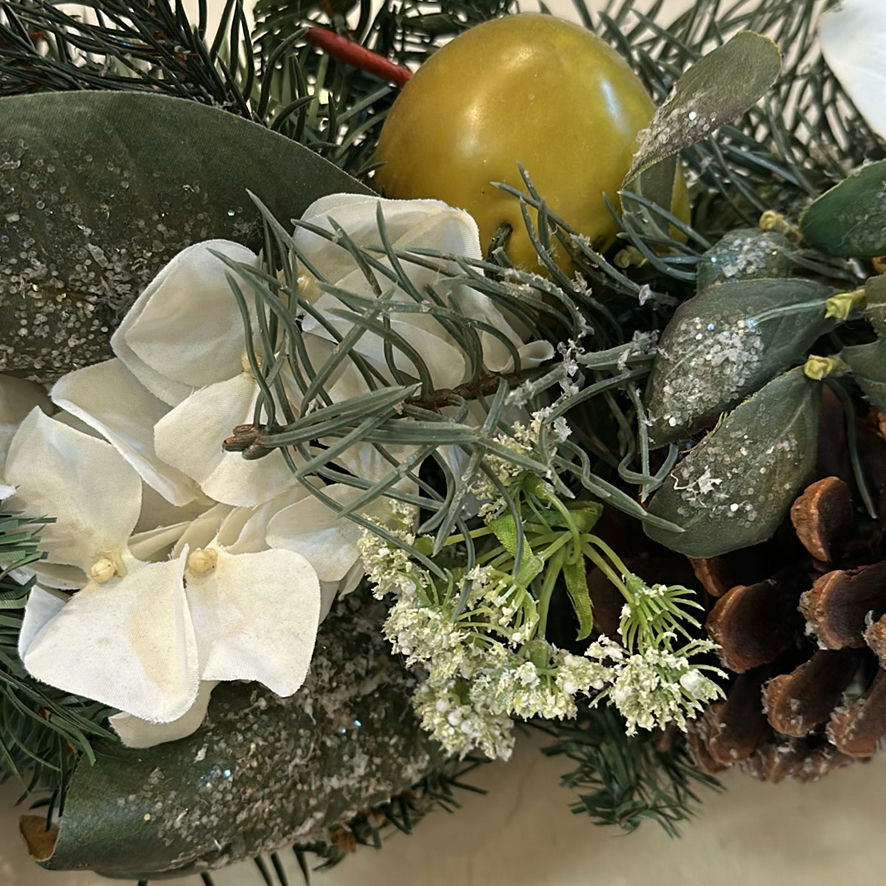Artificial Holiday Garland with White Flowers and Pinecones - image 4 of 5