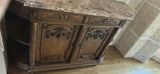 Ornate Wooden Sideboard Cabinet with Marble Top - thumbnail 1 of 10