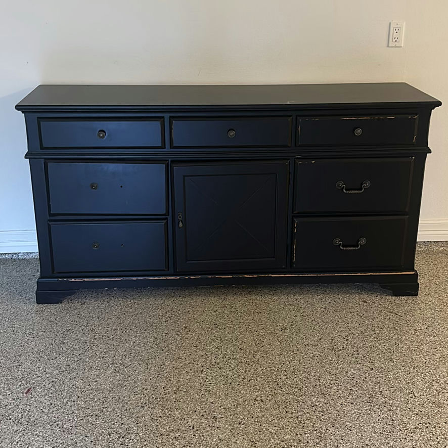 Black Sideboard Cabinet with Drawers and Door - image 1 of 7