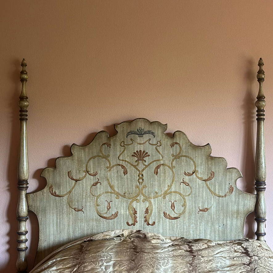 Four-Poster Bed Frame with Decorative Headboard - image 2 of 10