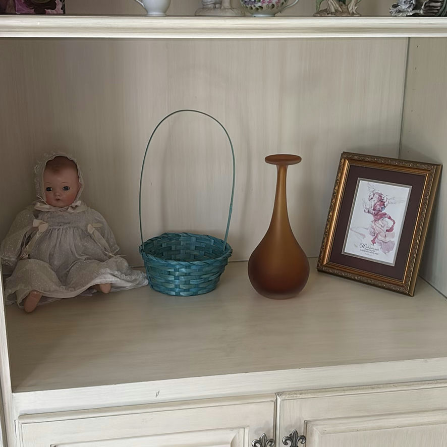 Porcelain Doll, Woven Basket, Vase, and Framed Angel Print - image 1 of 9