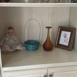 Porcelain Doll, Woven Basket, Vase, and Framed Angel Print - thumbnail 1 of 9